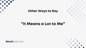what can i say instead of it means a lot to me