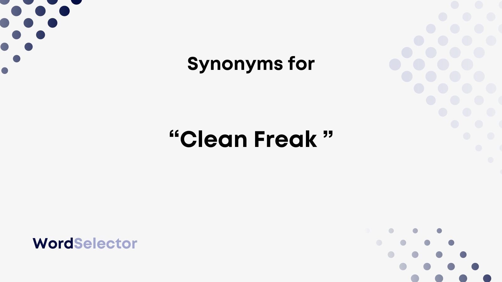 Different Ways To Say Clean Freak