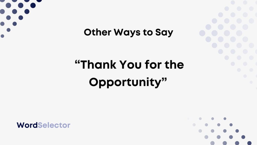 11 Other Ways To Say Thank You For The Opportunity WordSelector